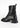 Schwarze Schnürboots mit Karreefront und Nähten in pink. Im Fokus steht der markante, skulpturale Absatz mit breiter Auftrittsfläche und Profil. Der Absatz ist ca. 5,5 cm hoch.